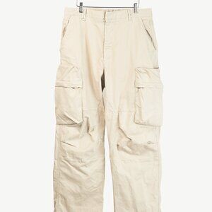 Moncler Light Beige Wide-Leg Stretch-Cotton Cargo Trousers